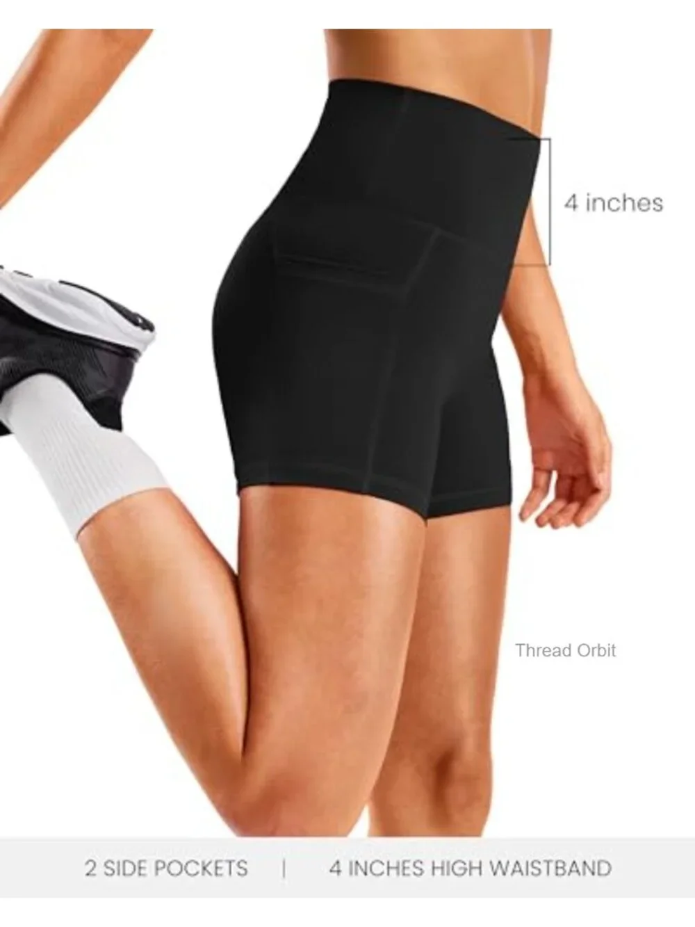 Women's High Waist Yoga Shorts with Side Pockets Tummy Control Biker Shorts
